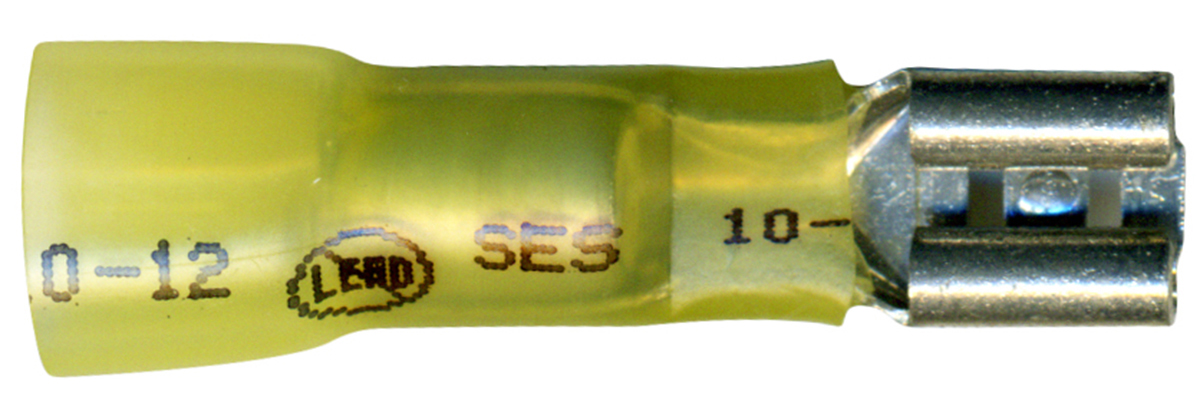 <ul><li>MasterLink&reg; Lead Free Ultra Seal & Solder quick slide connectors offer an elite "crimp, solder, and seal" solution designed for high-performance automotive and industrial disconnects. These connectors feature a lead-free solder preform that melts and flows into the terminal barrel when heated, providing maximum tensile strength and superior electrical conductivity. The brazed seam construction ensures the barrel remains intact during the initial crimp, while the translucent, adhesive-lined polyolefin tubing shrinks to create a permanent, moisture-proof environmental seal. UL Listed and rated for 600V at temperatures up to 221°F (105°C), these color-coded connectors meet MIL-I-23053/4 standards, offering unmatched durability and corrosion resistance for mission-critical wiring repairs.</li></ul>|